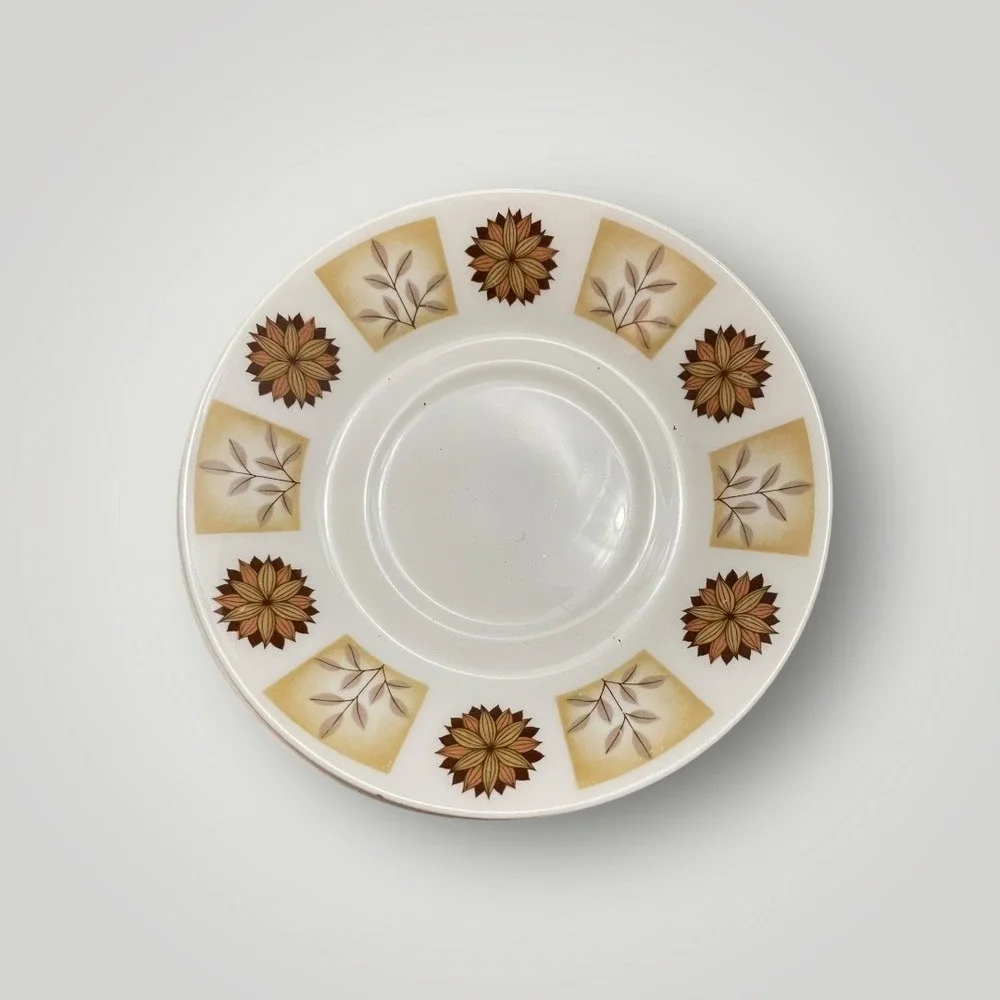 Royal Vale Vintage Tea Set 15pc Fine Bone China Autumn Floral 8216 MCM Cup Plate